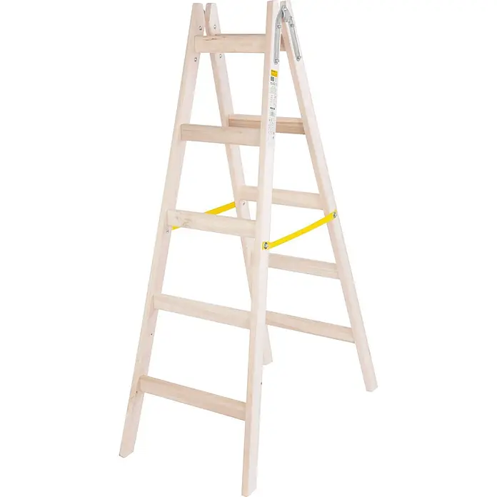 Proregal Doppel-Stehleiter mit Sicherheitsband - Anzahl Tritte: 10 Stk., Belastbarkeit: 150 kg, Holz