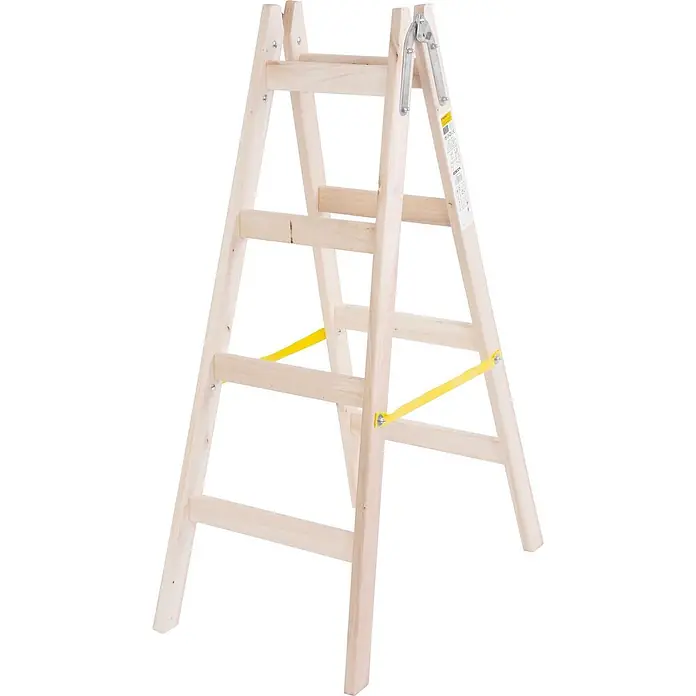 Proregal Doppel-Stehleiter mit Sicherheitsband - Anzahl Tritte: 8 Stk., Belastbarkeit: 150 kg, Holz