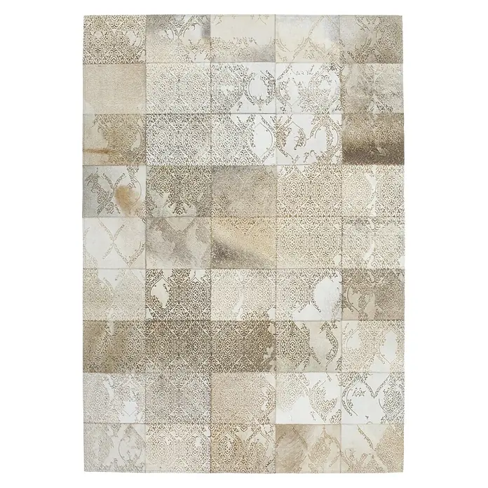 Kayoom Kurzflorteppich Cobra 343 - Beige, 240 x 175 cm, 50 % Leder, 50 % Polyester - Draufsicht