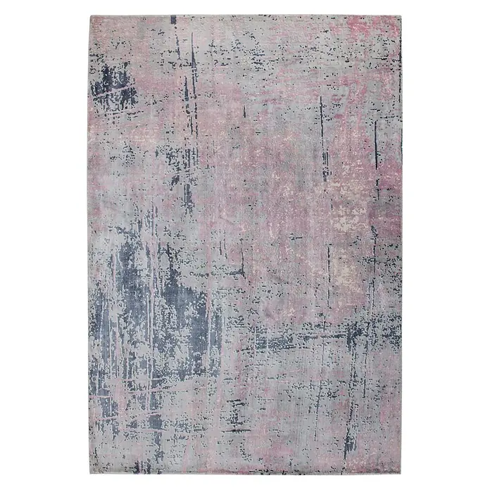 Kayoom Kurzflorteppich Ocean 400 - Rosa/Blau, 240 x 170 cm, 100 % Viskose - Abstrakt verwaschener Teppich in Rosa- und Graublau-Tönen.