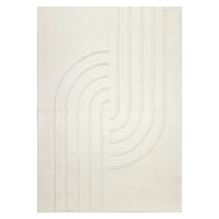 Kayoom Kurzflorteppich Peace 725 - Creme, 150 x 80 cm, 85 % Polyester, 15 % Wolle - Draufsicht