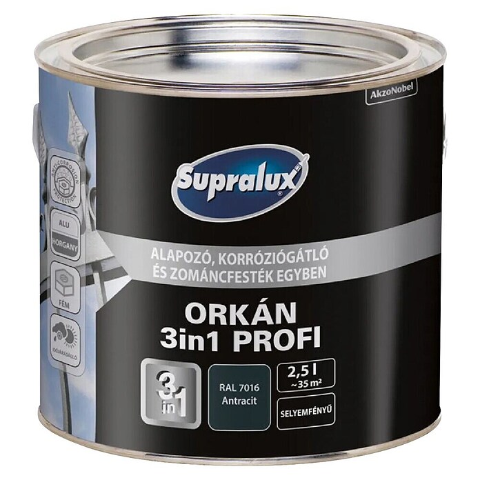 Barvni lak za kovino Orkan Profi 3 v 1  (Antracit, 2,5 l, RAL 7016) | 5966 - KH-Seidenmattlacke farbig | HADL - Lacke | HAD - Farben | HA - Farben | H - Innendeko/Farben | BAUHAUS
