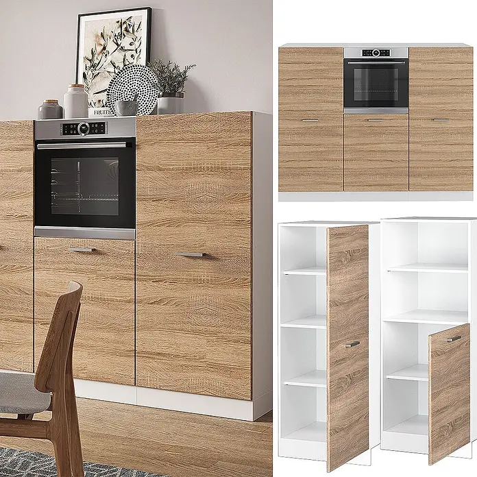 Vicco Küchenleerblock R-Line Sonoma/Weiß ohne Arbeitsplatte - Sonoma