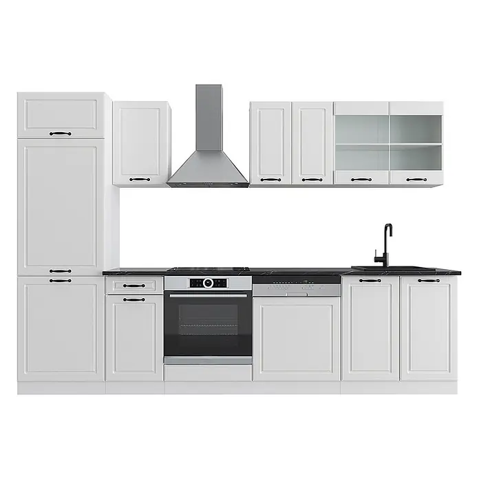 Vicco Küchenzeile R-Line Weiß Landhaus/Weiß ohne Arbeitsplatte - Weiß Landhaus, Ohne Elektrogeräte