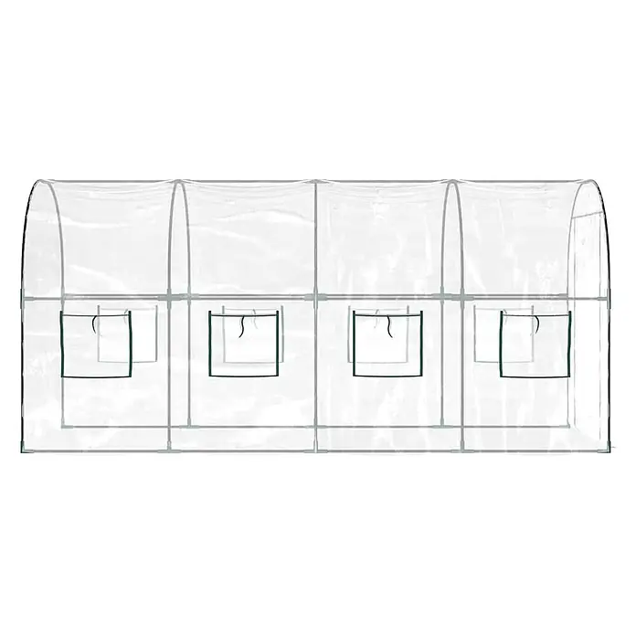 Furnicato Gewächshaus - 160 x 400 cm, Material Seitenwand: Stahl, silber