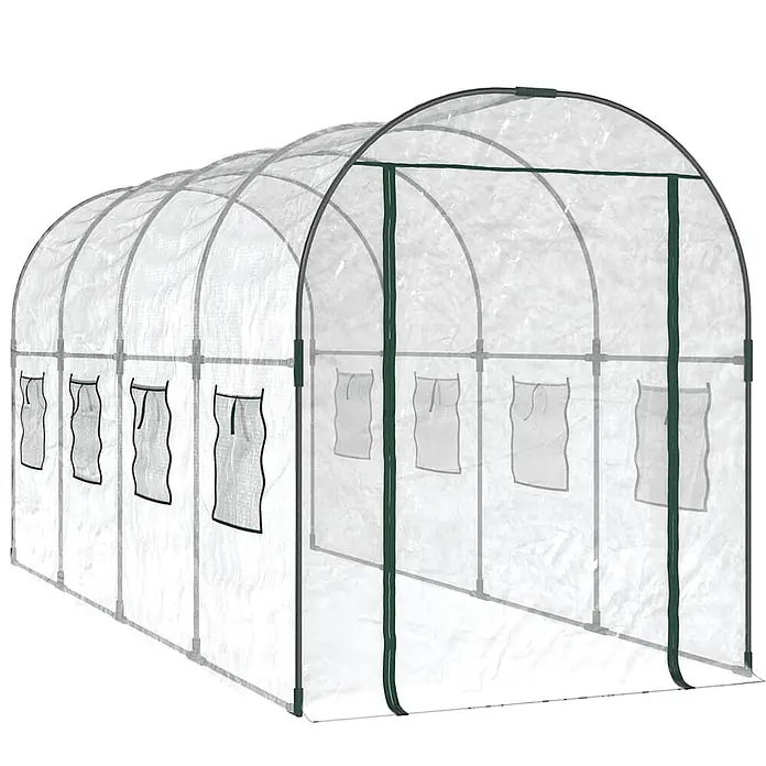 Furnicato Gewächshaus - 160 x 400 cm, Material Seitenwand: Stahl, silber