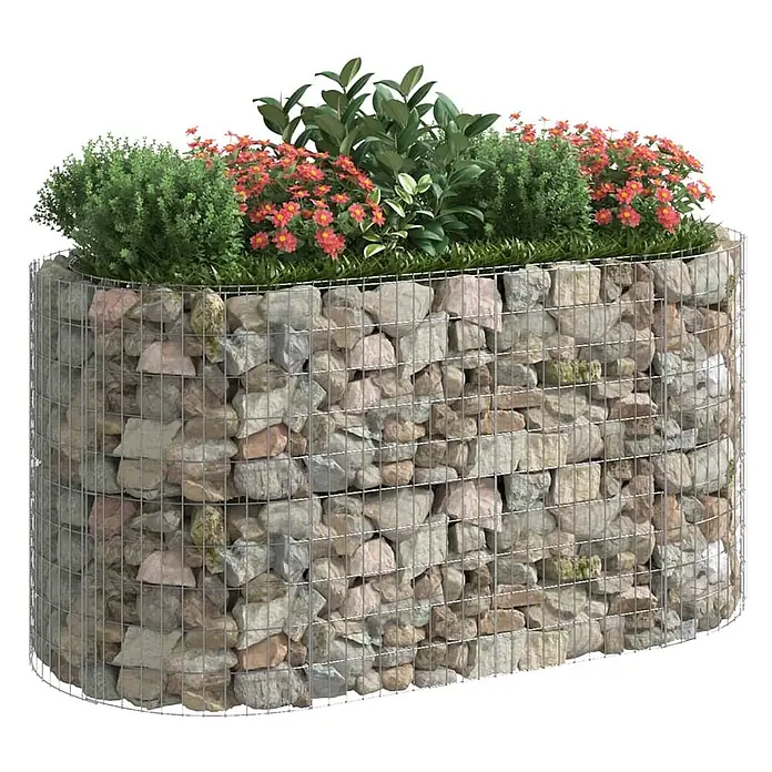 Furnicato Gabionen-Hochbeet verzinktes Eisen - 200 x 100 x 100 cm, Metall, Fassungsvermögen Erde: 2.000 g