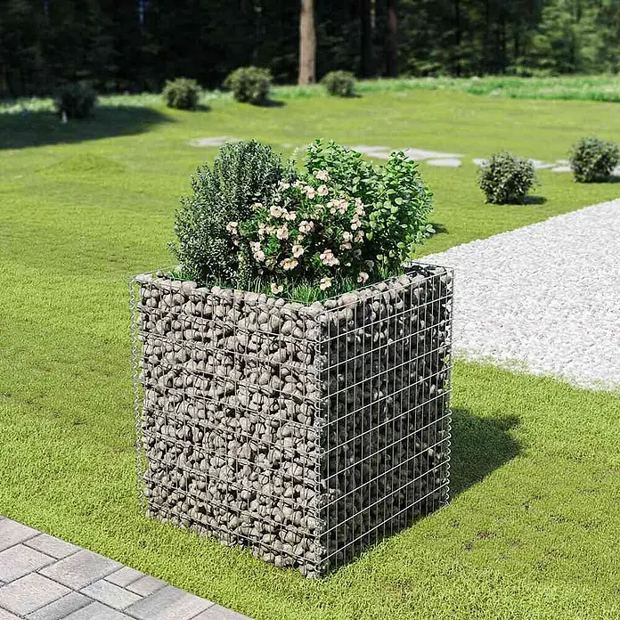 Furnicato Gabionen-Hochbeet verzinkter Stahl - 90 x 90 x 100 cm, Stahl, Fassungsvermögen Erde: 490 g