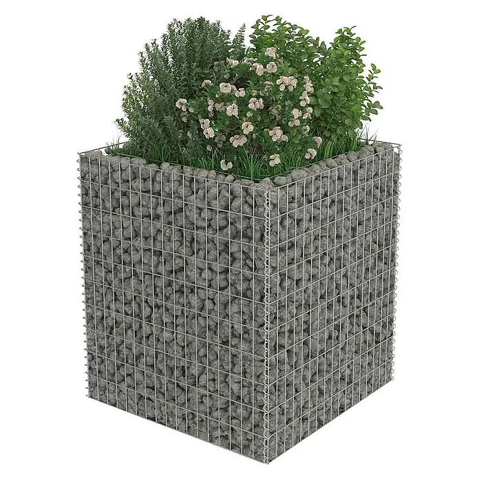 Furnicato Gabionen-Hochbeet verzinkter Stahl - 90 x 90 x 100 cm, Stahl, Fassungsvermögen Erde: 490 g