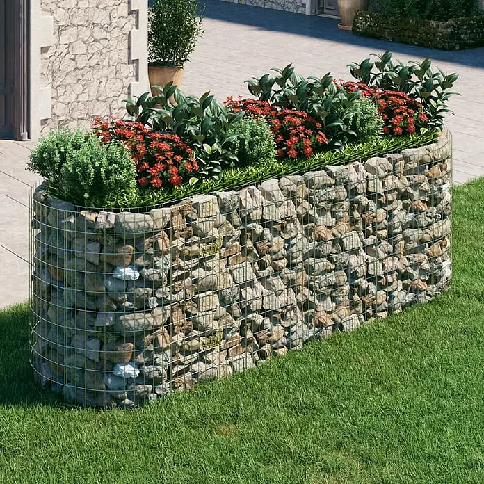 Furnicato Gabionen-Hochbeet verzinktes Eisen - 300 x 100 x 100 cm, Metall, Fassungsvermögen Erde: 3.000 g