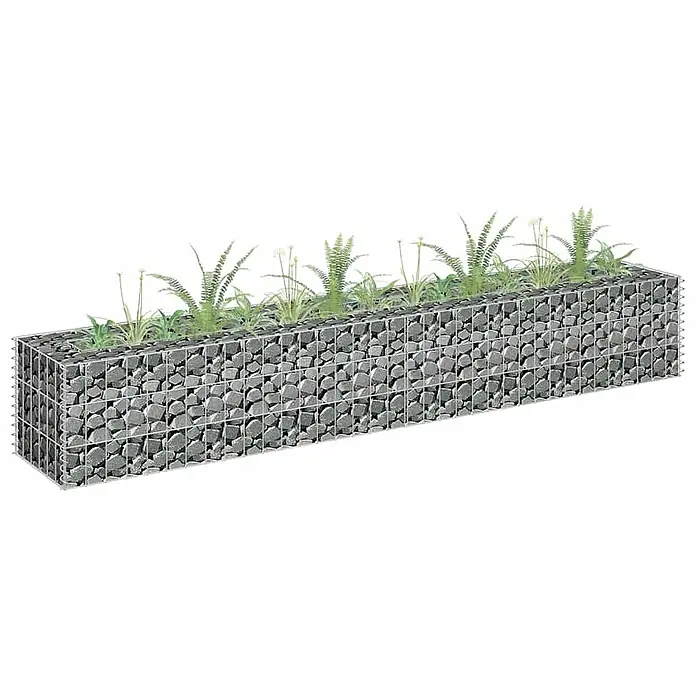 Furnicato Gabionen-Hochbeet verzinkter Stahl - 180 x 30 x 30 cm, Stahl, Fassungsvermögen Erde: 48 g
