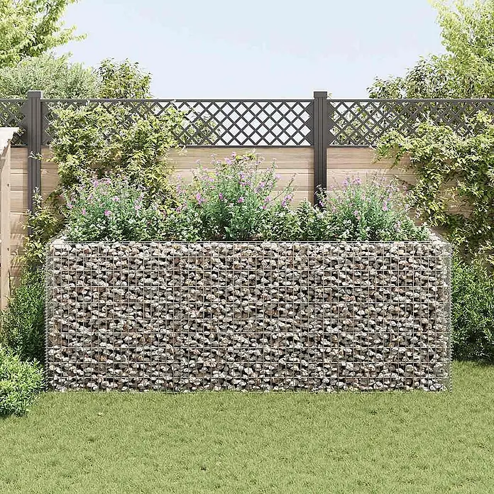 Furnicato Gabionen-Hochbeet verzinkter Stahl - 270 x 90 x 100 cm, Stahl, Fassungsvermögen Erde: 1.750 g
