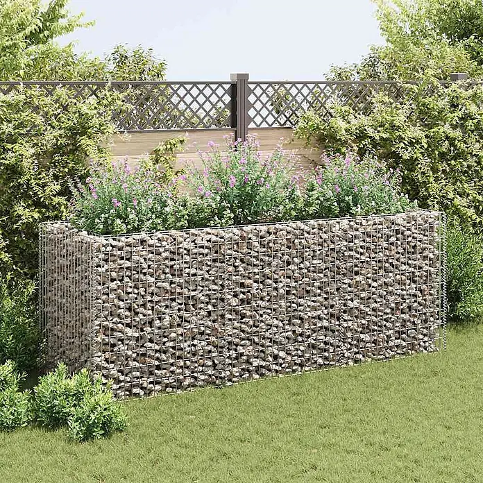 Furnicato Gabionen-Hochbeet verzinkter Stahl - 270 x 90 x 100 cm, Stahl, Fassungsvermögen Erde: 1.750 g