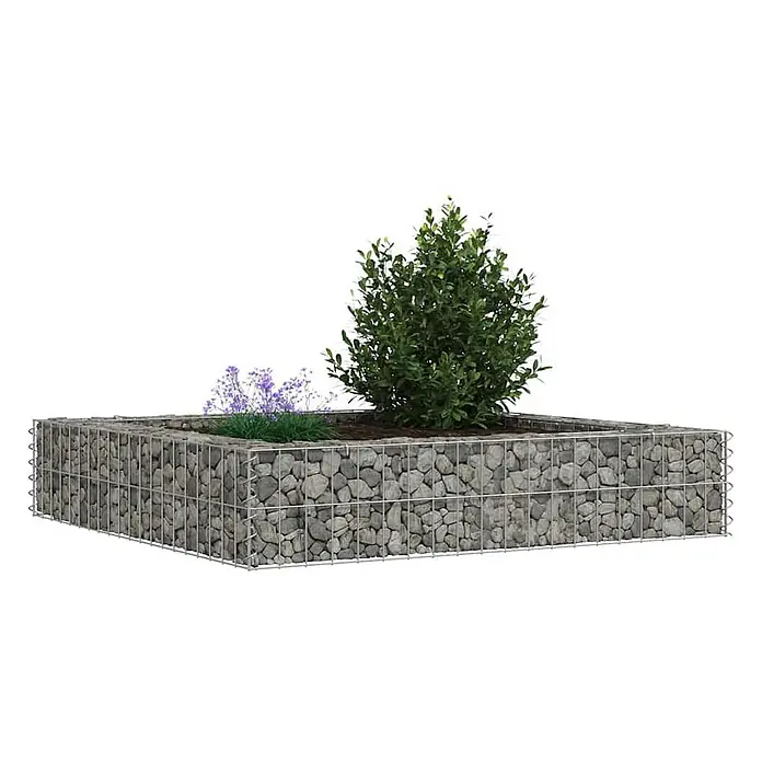 Furnicato Gabionen-Hochbeet verzinkter Stahl - 100 x 100 x 20 cm, Stahl, Fassungsvermögen Erde: 128 g