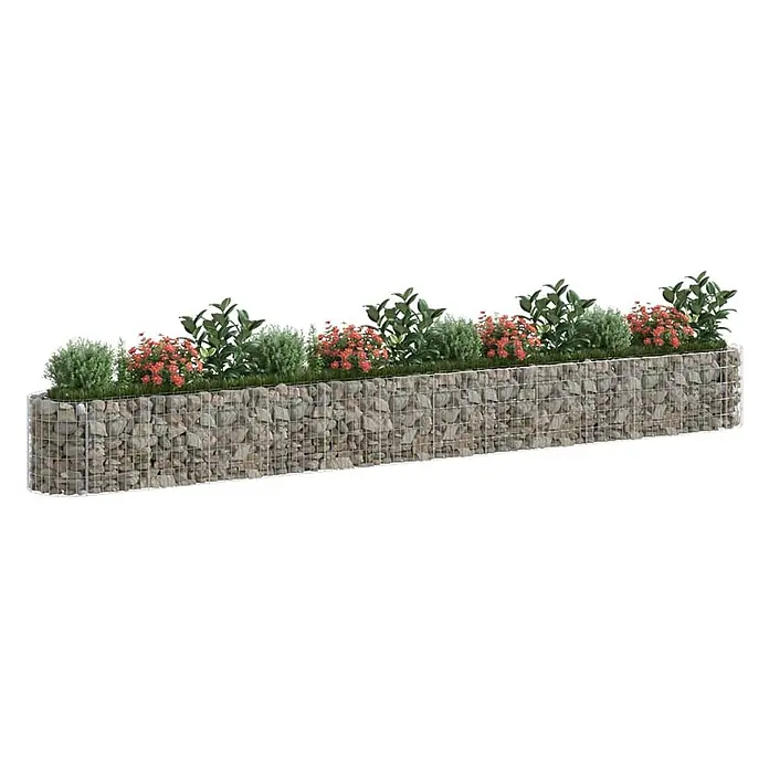 Furnicato Gabionen-Hochbeet verzinktes Eisen - 470 x 50 x 50 cm, Metall, Fassungsvermögen Erde: 1.175 g