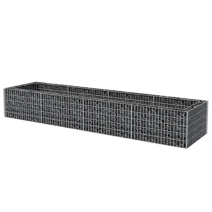 Furnicato Gabionen-Hochbeet verzinkter Stahl - 360 x 90 x 50 cm, Stahl, Fassungsvermögen Erde: 1.190 g