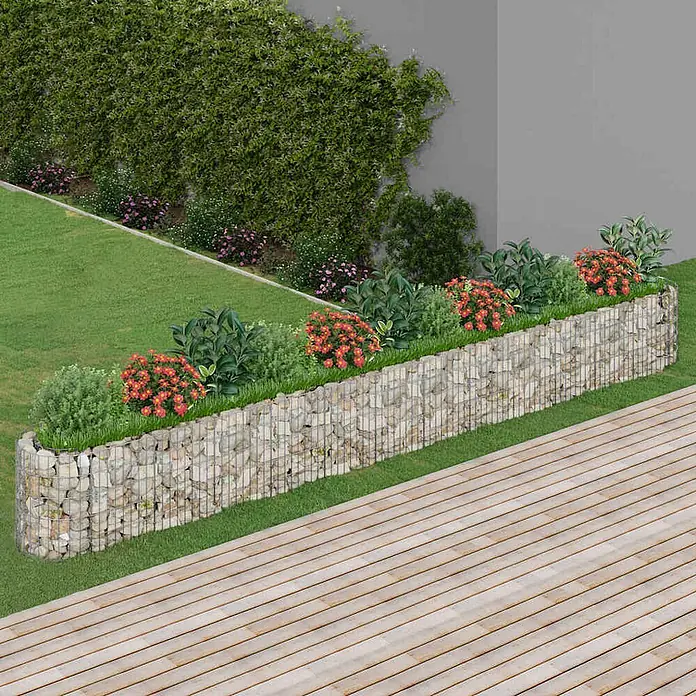 Furnicato Gabionen-Hochbeet verzinktes Eisen - 470 x 50 x 50 cm, Metall, Fassungsvermögen Erde: 1.175 g