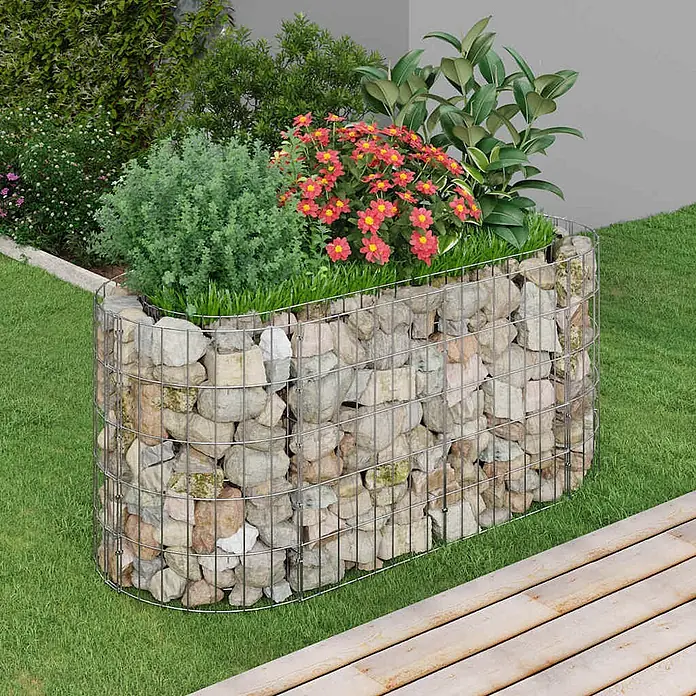 Furnicato Gabionen-Hochbeet verzinktes Eisen - 120 x 50 x 50 cm, Metall, Fassungsvermögen Erde: 300 g