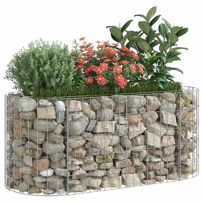 Furnicato Gabionen-Hochbeet verzinktes Eisen - 120 x 50 x 50 cm, Metall, Fassungsvermögen Erde: 300 g