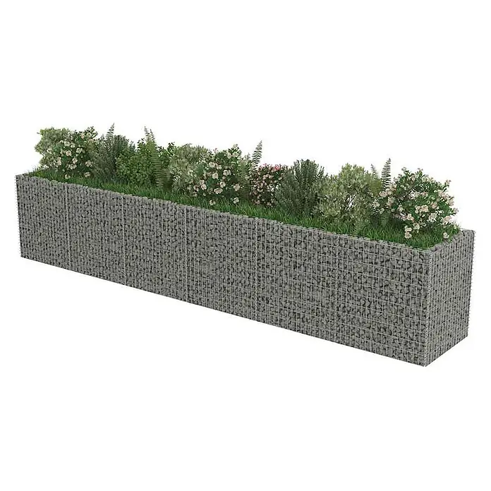 Furnicato Gabionen-Hochbeet verzinkter Stahl - 540 x 90 x 100 cm, Stahl, Fassungsvermögen Erde: 3.640 g