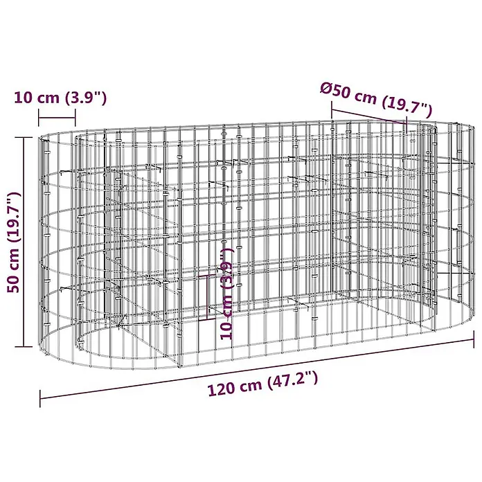 Furnicato Gabionen-Hochbeet verzinktes Eisen - 120 x 50 x 50 cm, Metall, Fassungsvermögen Erde: 300 g
