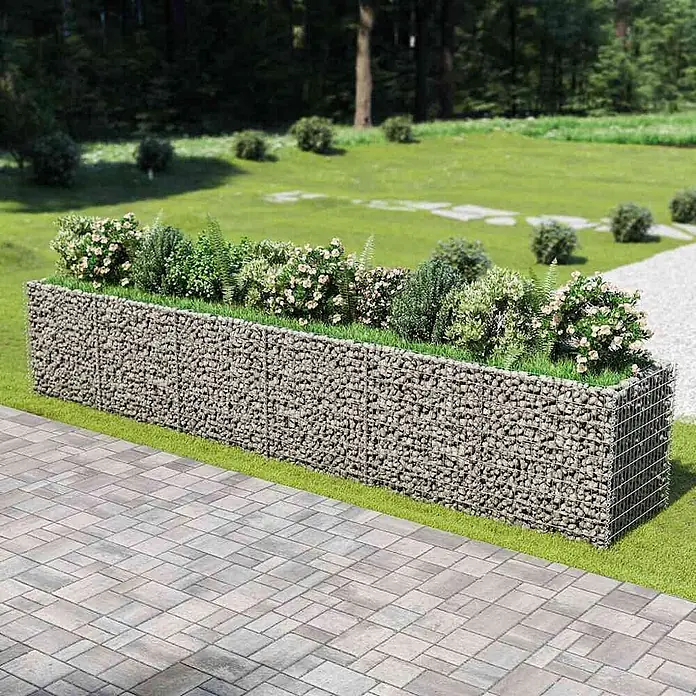 Furnicato Gabionen-Hochbeet verzinkter Stahl - 540 x 90 x 100 cm, Stahl, Fassungsvermögen Erde: 3.640 g