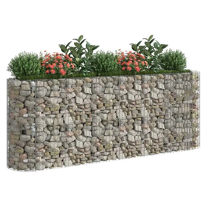 Furnicato Gabionen-Hochbeet verzinktes Eisen - 260 x 50 x 100 cm, Metall, Fassungsvermögen Erde: 1.300 g