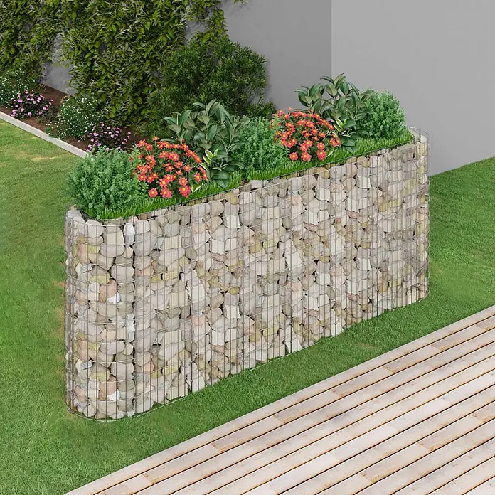 Furnicato Gabionen-Hochbeet verzinktes Eisen - 260 x 50 x 100 cm, Metall, Fassungsvermögen Erde: 1.300 g