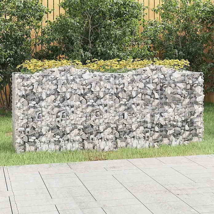 Furnicato Gabionen-Hochbeet verzinktes Eisen - 200 x 50 x 100 cm, Metall, Fassungsvermögen Erde: 1.000 g