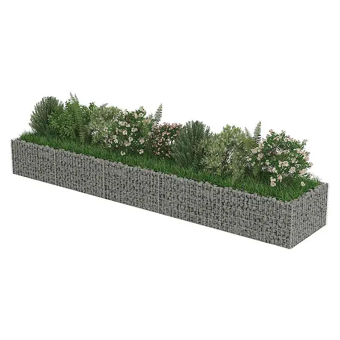 Furnicato Gabionen-Hochbeet verzinkter Stahl - 450 x 90 x 50 cm, Stahl, Fassungsvermögen Erde: 1.505 g