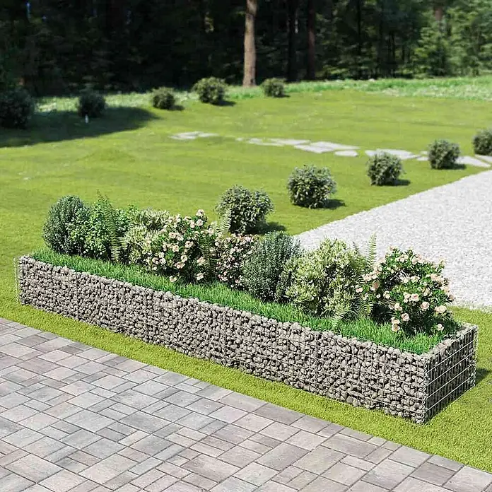 Furnicato Gabionen-Hochbeet verzinkter Stahl - 450 x 90 x 50 cm, Stahl, Fassungsvermögen Erde: 1.505 g
