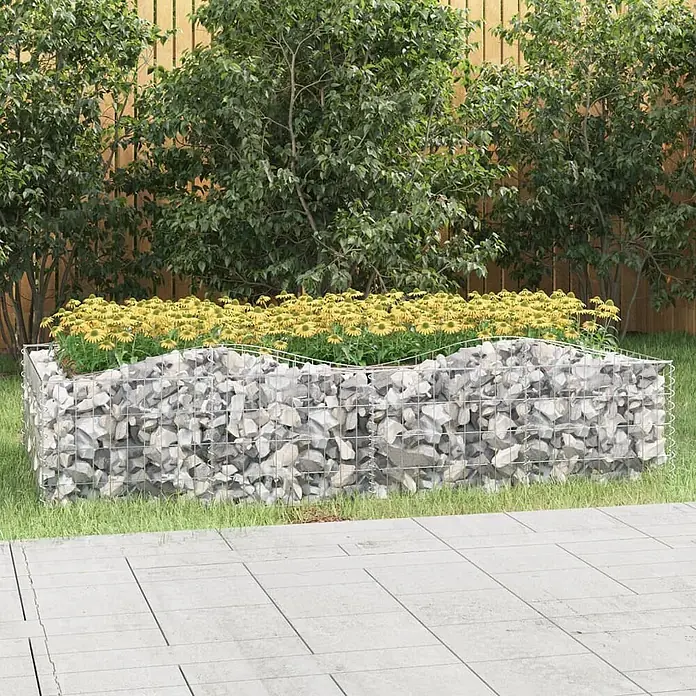 Furnicato Gabionen-Hochbeet verzinktes Eisen - 200 x 100 x 50 cm, Metall, Fassungsvermögen Erde: 1.000 g