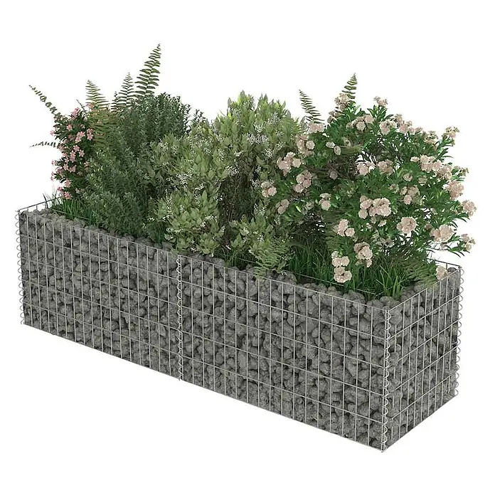 Furnicato Gabionen-Hochbeet verzinkter Stahl - 180 x 50 x 50 cm, Stahl, Fassungsvermögen Erde: 240 g