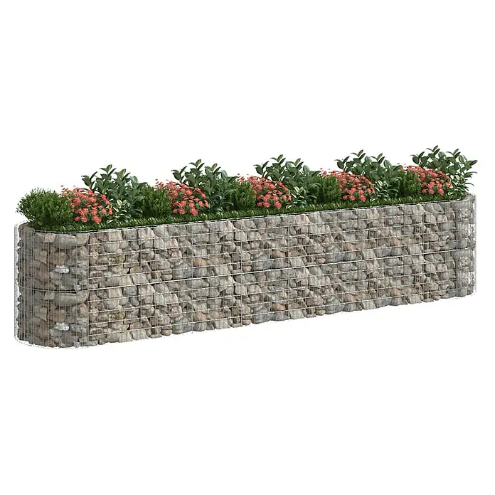 Furnicato Gabionen-Hochbeet verzinktes Eisen - 500 x 100 x 100 cm, Metall, Fassungsvermögen Erde: 5.000 g