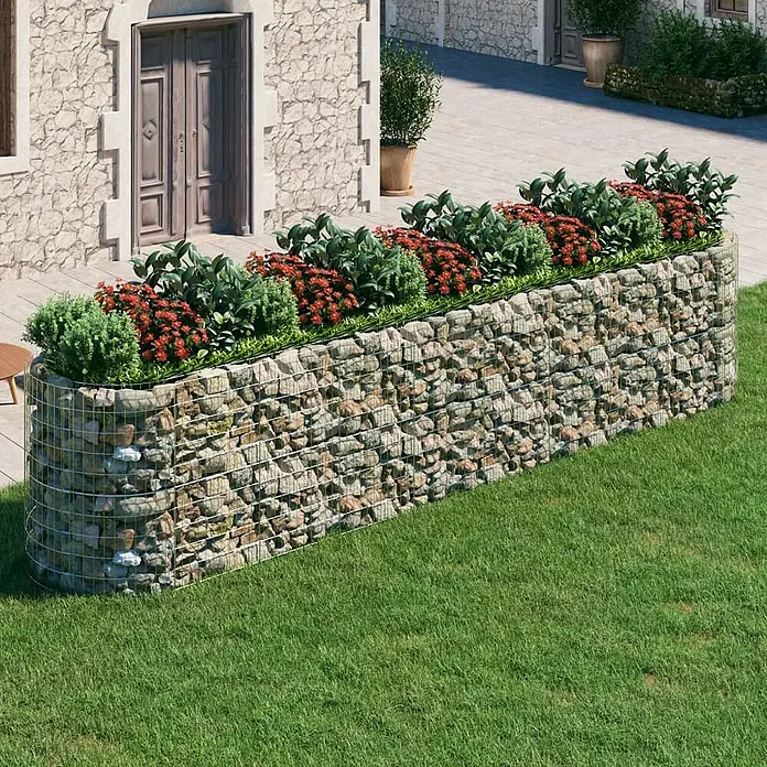 Furnicato Gabionen-Hochbeet verzinktes Eisen - 500 x 100 x 100 cm, Metall, Fassungsvermögen Erde: 5.000 g