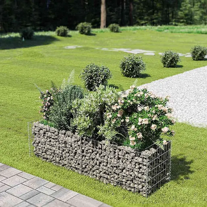 Furnicato Gabionen-Hochbeet verzinkter Stahl - 180 x 50 x 50 cm, Stahl, Fassungsvermögen Erde: 240 g