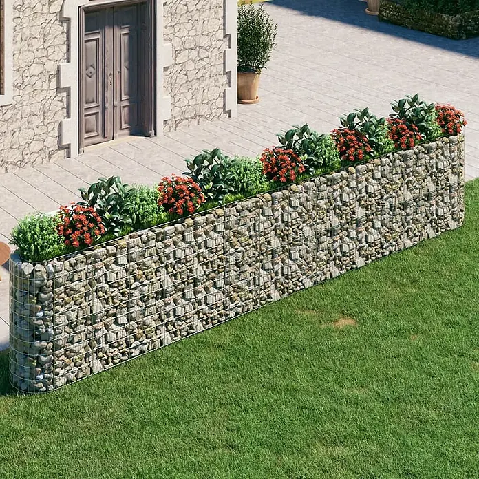 Furnicato Gabionen-Hochbeet verzinktes Eisen - 540 x 50 x 100 cm, Metall, Fassungsvermögen Erde: 2.700 g