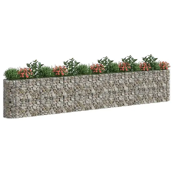 Furnicato Gabionen-Hochbeet verzinktes Eisen - 540 x 50 x 100 cm, Metall, Fassungsvermögen Erde: 2.700 g