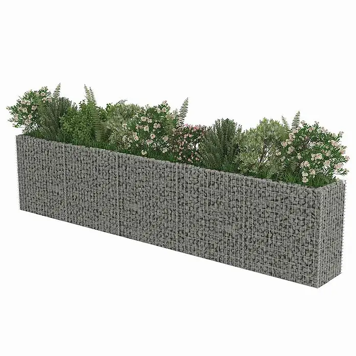 Furnicato Gabionen-Hochbeet verzinkter Stahl - 450 x 50 x 100 cm, Stahl, Fassungsvermögen Erde: 1.290 g