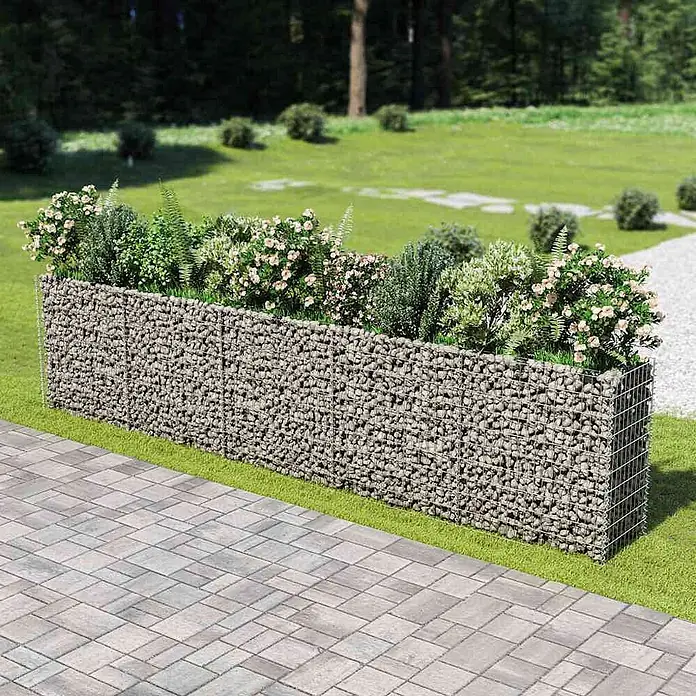 Furnicato Gabionen-Hochbeet verzinkter Stahl - 450 x 50 x 100 cm, Stahl, Fassungsvermögen Erde: 1.290 g