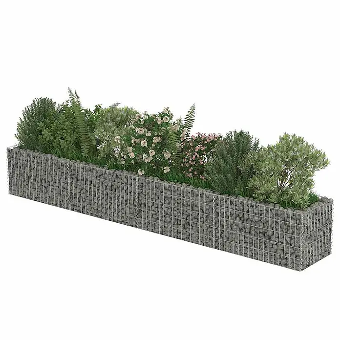 Furnicato Gabionen-Hochbeet verzinkter Stahl - 360 x 50 x 50 cm, Stahl, Fassungsvermögen Erde: 510 g