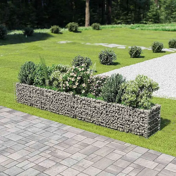 Furnicato Gabionen-Hochbeet verzinkter Stahl - 360 x 50 x 50 cm, Stahl, Fassungsvermögen Erde: 510 g