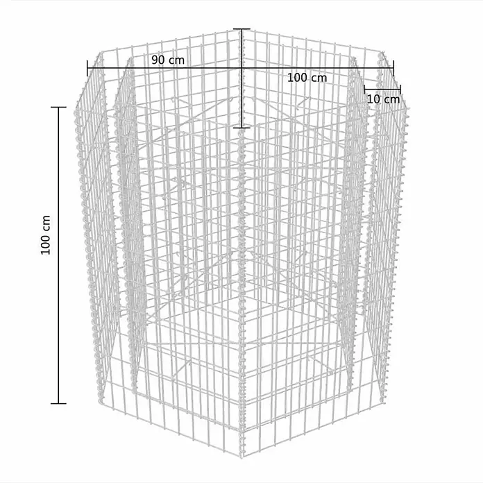 Furnicato Gabionen-Hochbeet verzinkter Stahl - 100 x 90 x 100 cm, Stahl, Fassungsvermögen Erde: 560 g