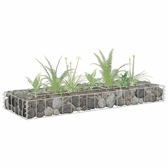 Furnicato Gabionen-Hochbeet verzinkter Stahl - 90 x 30 x 10 cm, Stahl, Fassungsvermögen Erde: 7 g