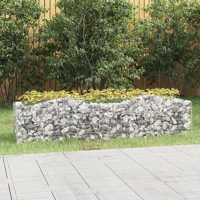 Furnicato Gabionen-Hochbeet verzinktes Eisen - 200 x 50 x 50 cm, Metall, Fassungsvermögen Erde: 500 g