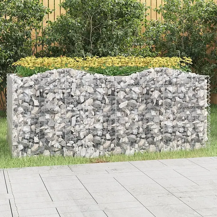 Furnicato Gabionen-Hochbeet verzinktes Eisen - 200 x 100 x 100 cm, Metall, Fassungsvermögen Erde: 2.000 g