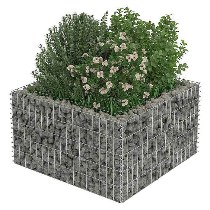 Furnicato Gabionen-Hochbeet verzinkter Stahl - 90 x 90 x 50 cm, Stahl, Fassungsvermögen Erde: 245 g