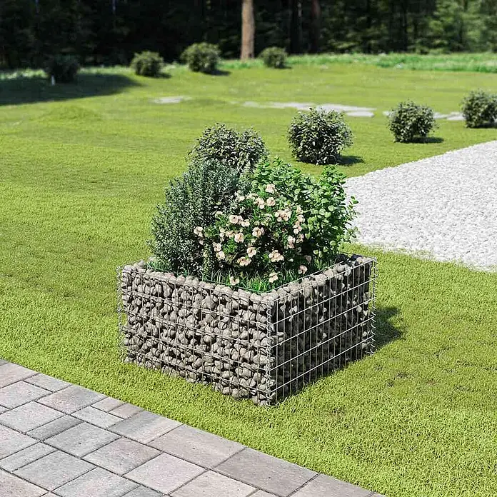 Furnicato Gabionen-Hochbeet verzinkter Stahl - 90 x 90 x 50 cm, Stahl, Fassungsvermögen Erde: 245 g