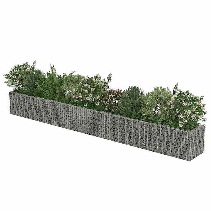 Furnicato Gabionen-Hochbeet verzinkter Stahl - 450 x 50 x 50 cm, Stahl, Fassungsvermögen Erde: 675 g