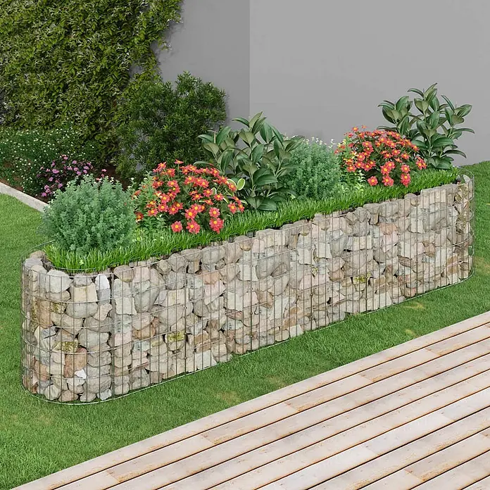 Furnicato Gabionen-Hochbeet verzinktes Eisen - 260 x 50 x 50 cm, Metall, Fassungsvermögen Erde: 650 g